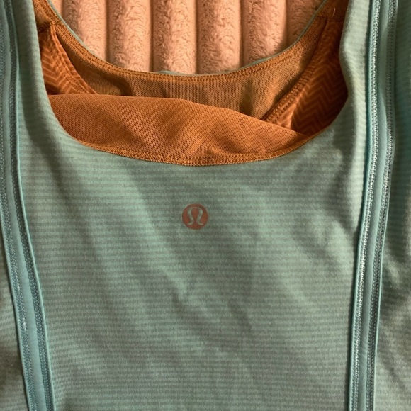 2 LULULEMON WHOLEHEARTED TANK BRIGHT ORANGE/TONKA - BLUE STRIPE SIZE-8 LONG - Picture 14 of 15